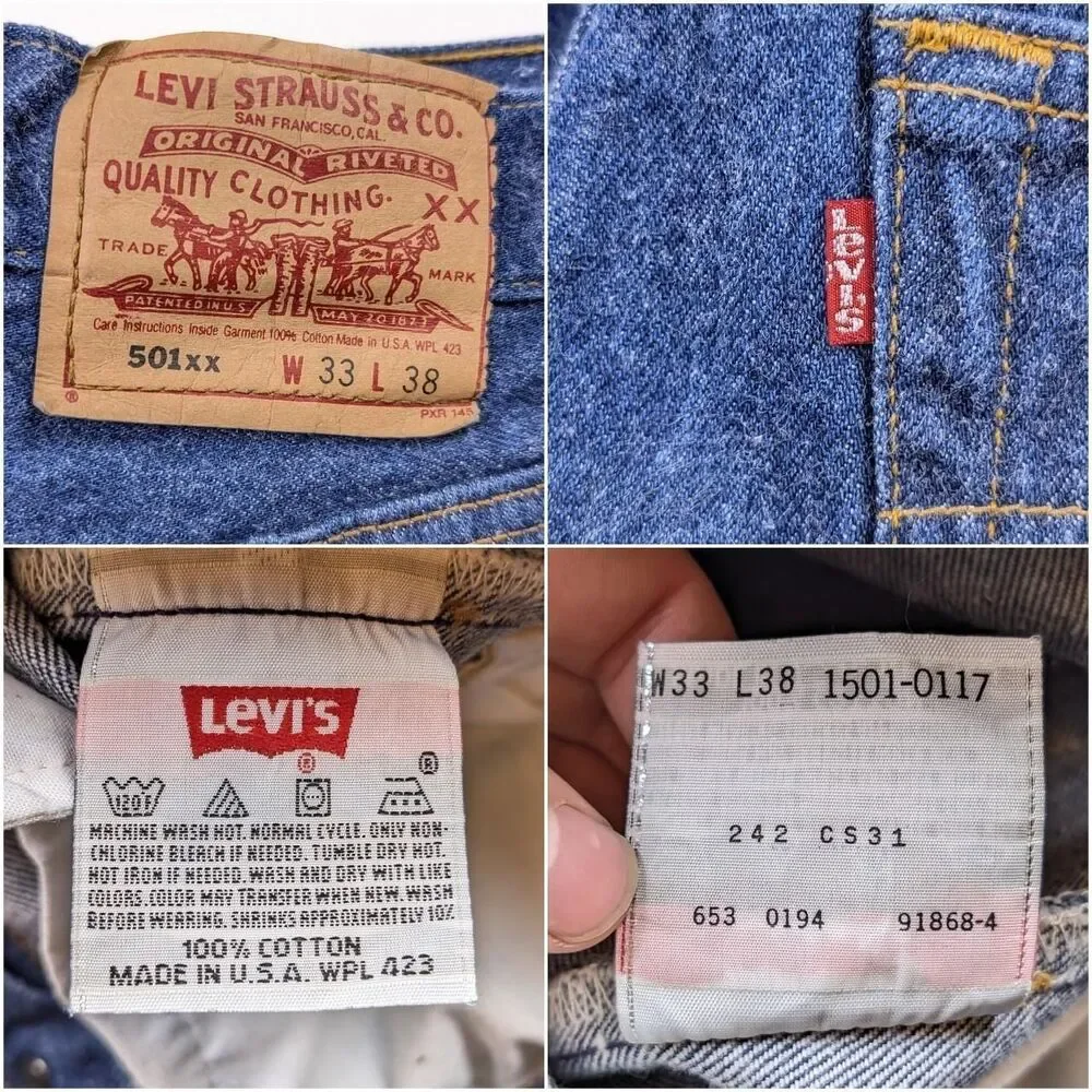 Vintage Levi's 501xx Fuzzy Dark Wash Button Fly Jeans Size 30*34 Made in USA